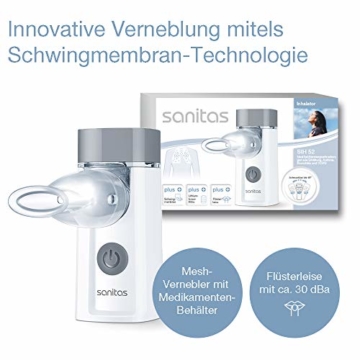 Sanitas SIH 52 Inhalator mit Schwingmembran-Technologie zur Behandlung von Atemwegserkrankungen wie Erkältungen und Asthma, tragbar und leise, für Erwachsene und Kinder geeignet - 6